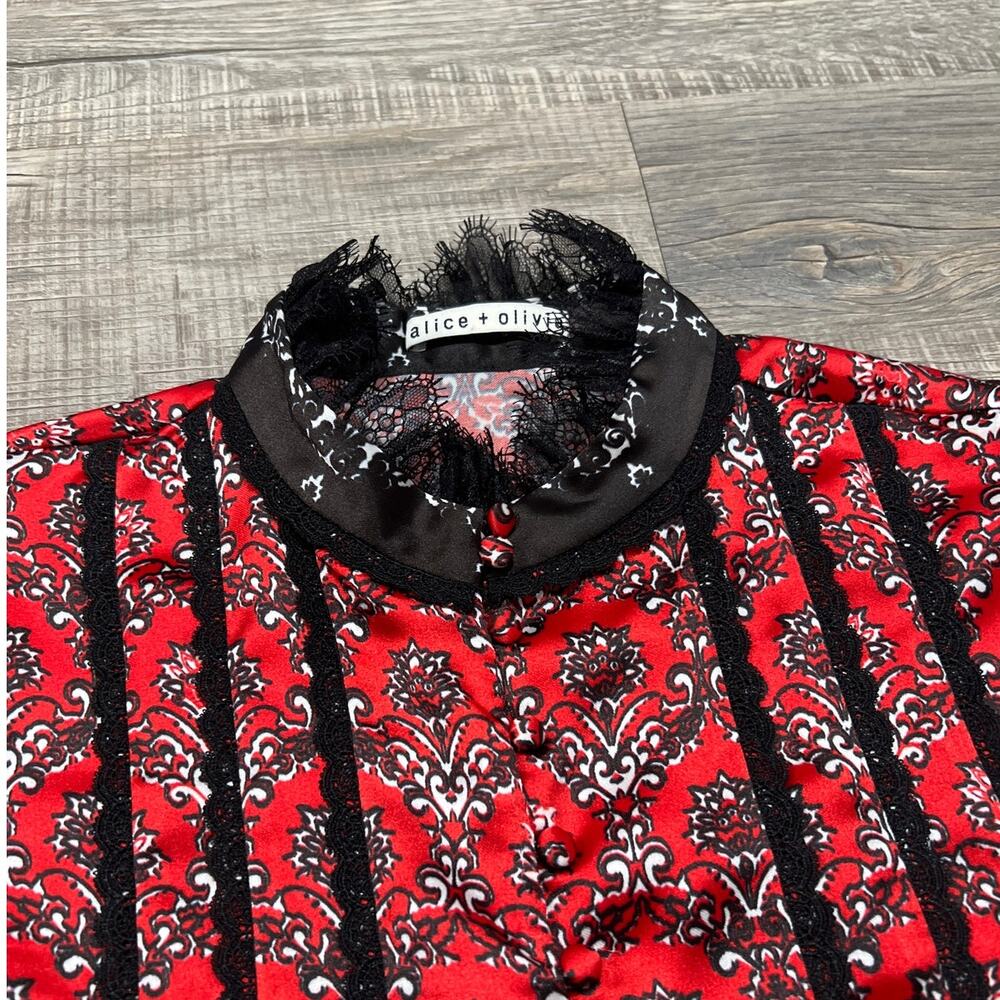 Alice + Olivia Red and Black Button Down Shirt - Picture 3 of 7